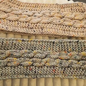 Chunky Knit Headbands in Cream and Gray. Soft and Cozy. Unesex